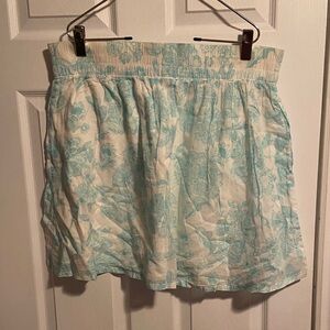 Old Navy Cream Mini Skirt with Aqua Floral Print